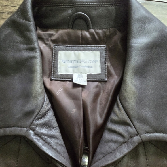 Worthington Leather Brown Large Women's Jacket - Picture 9 of 9